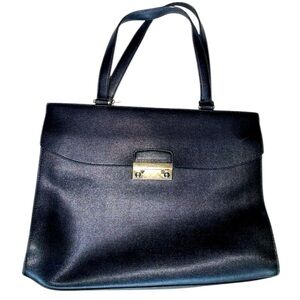 Furla Black Leather Handbag - handle‎ wear needs repair